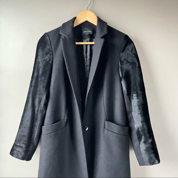 JUDITH & Charles | Manille Calf Hair Wool Coat Size 2 Black - Picture 5 of 13